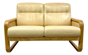 Vintage Danish Sofa in Beige Leather, 1970s