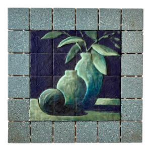 Joseph Maresca, Joseph Maresca Encaustic Wax Oil Painting and Tile On Board Still Life w Fruit, 1993