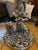 Rustic 1980s Silver Plated Bronze Candelabra With Dogs For Sale - Image 3 of 10
