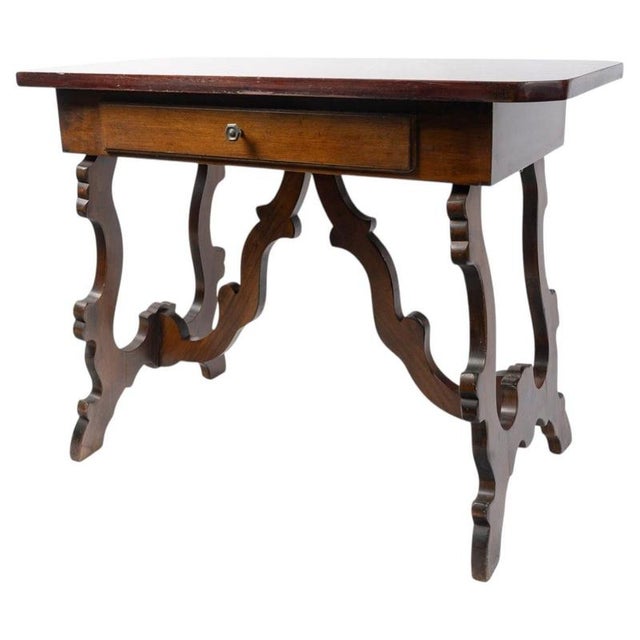 Brown Desk Table with One Drawer For Sale - Image 8 of 8