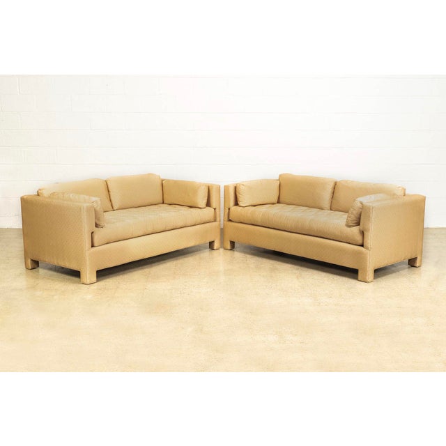 Mid Century Probber Or Wormley Style Tan Upholstered Sofa Couches