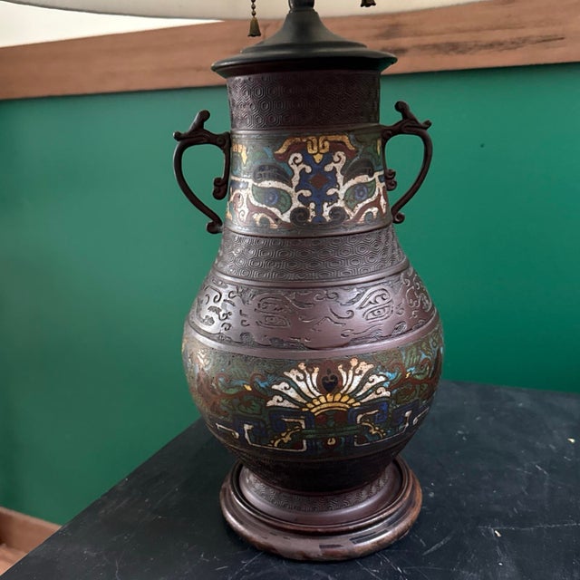 Early 20th Century Antique Cloisonné Vase Base Lamp For Sale - Image 5 of 12