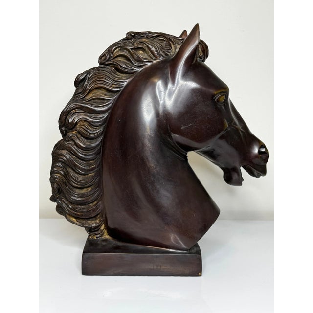 Traditional Mid-Century Italian Expressive Bronze Horse Head Sculpture C1950 After Raffaello Romanelli For Sale - Image 3 of 16