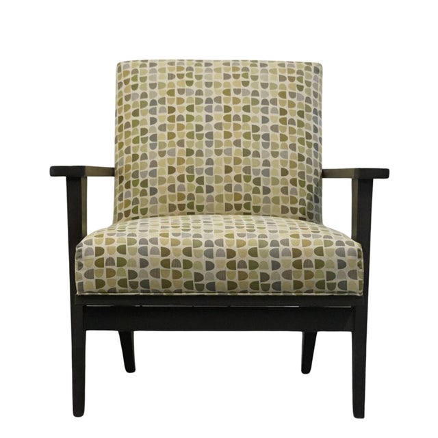 ETHAN ALLEN Contemporary MCM Mid Century Modern Wood Framed Upholstered Lounge Chair 220084-001 35" High 32" Wide 34" Deep...