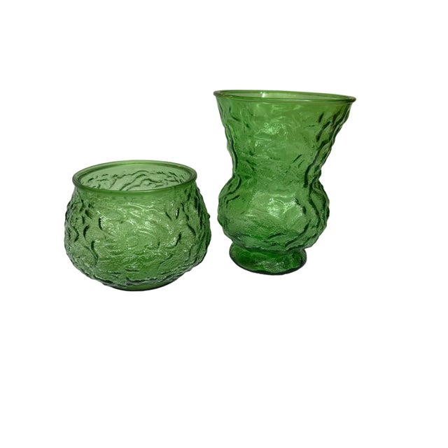 Green Crinkle Glass Vase For Sale - Image 11 of 11