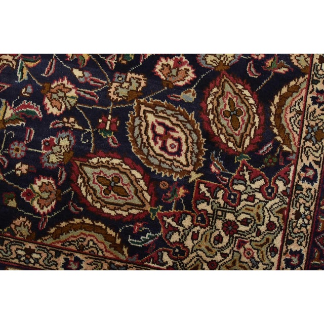 Tabriz Rug 6’6” X 9’7” Blue Wool Vintage Traditional Hand-Knotted Carpet For Sale - Image 4 of 15