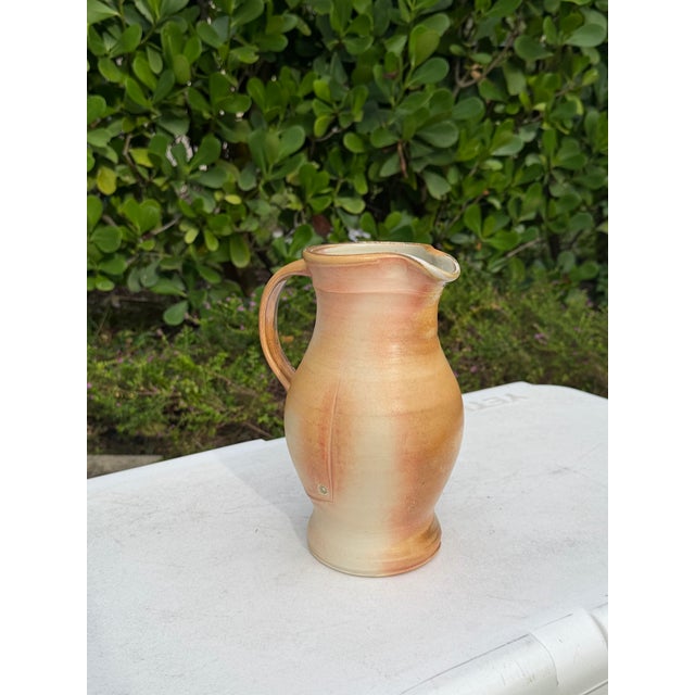 Vintage Handcrafted Studio Pottery Glazed Pitcher For Sale - Image 9 of 11
