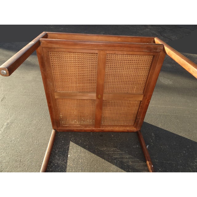 Vintage Baker Furniture Co. Two Tier Cane End Table Side Table For Sale - Image 12 of 12
