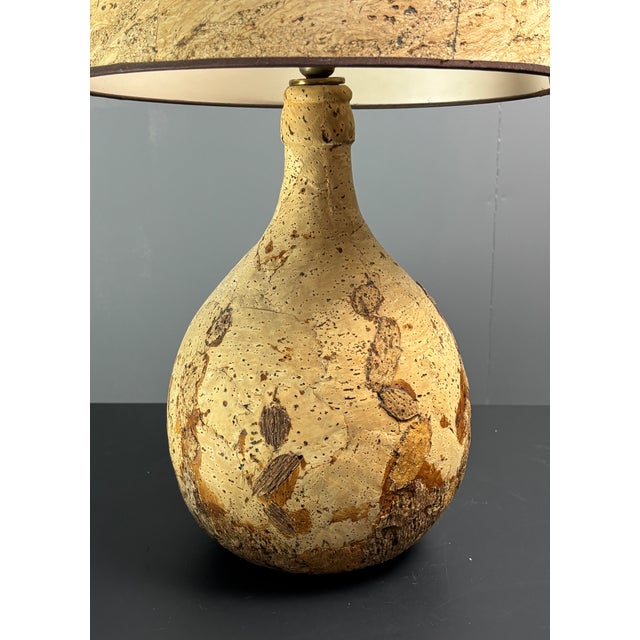 1970s Mid-Century Cork Table Lamp, France, 1960s For Sale - Image 5 of 16