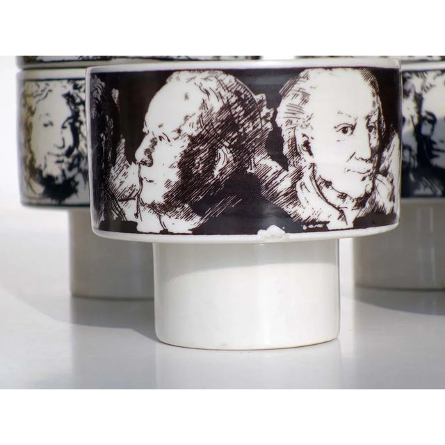 1960s Black and White Ceramic Bowls by Pietro Annigoni for Porcellane Eva Sud, 1960s, Set of 10 For Sale - Image 5 of 8