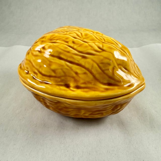 Vintage French Faïence Trompe L’oeil ‘Walnut’ Covered Box For Sale - Image 10 of 13