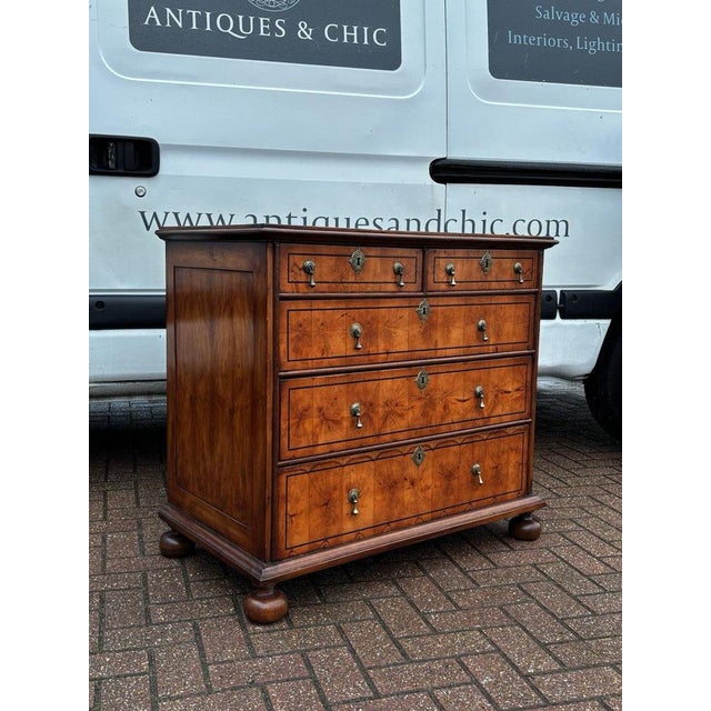 William & Mary Oyster Veneer Chest Of Drawers with Original Brass Handles. A superb piece of furniture, in fabulous...