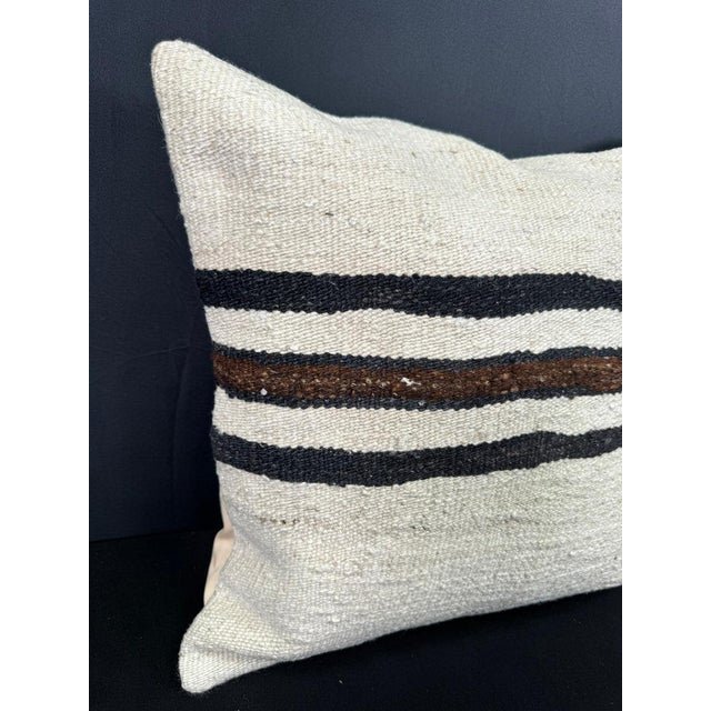 Turkish Hemp Pillow Cushion Natural Beige Black Pillow Cushion Cover 20"x20" #30617 Enhance your home decor with our Kilim...