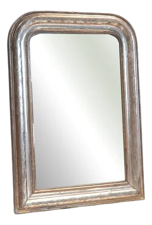 Large Louis Philippe Style Wall Mirror with Silver-Gilted Wooden Frame, 1880s