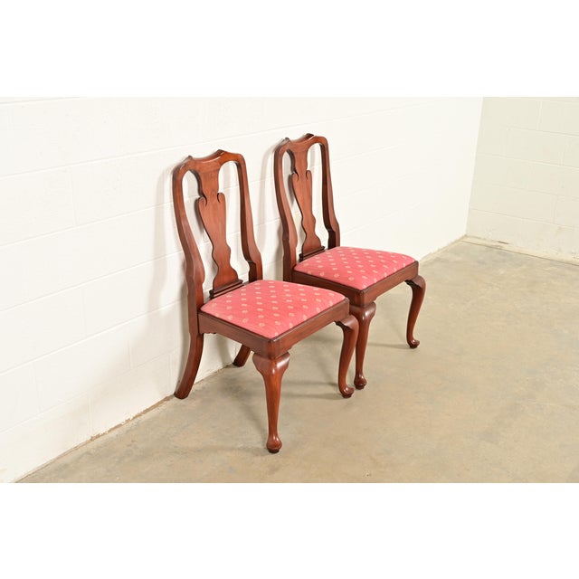 Henkel Harris Queen Anne Solid Cherry Wood Side Chairs or Dining Chairs, Pair For Sale - Image 13 of 13