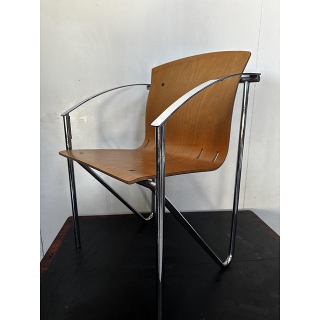 1990s Contemporary Bentwood, Chrome & Beech Dining Chairs – Set of Six or Pair A refined set of 1990s contemporary dining...