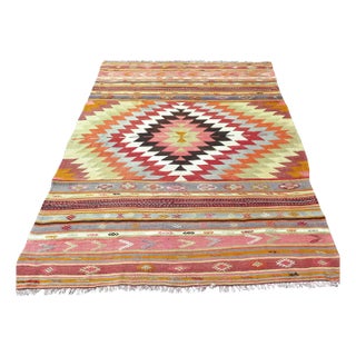 60s Turkish Handmade Kilim Aesthetic Living Area Rugs For Sale