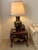 Vintage Mid-Century Modern Hand-Spun Solid Brass Table Lamp With Original Pleated Shade For Sale - Image 4 of 7