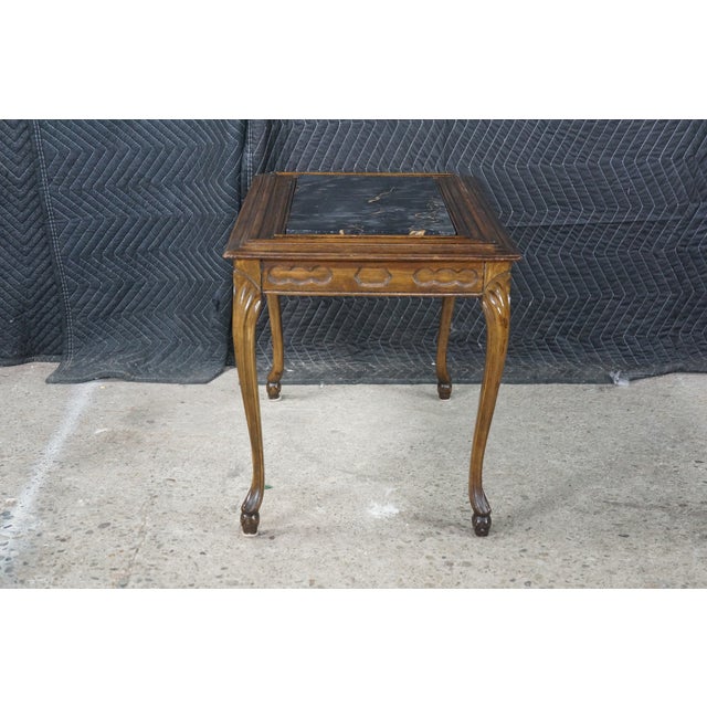 Antique Belle Epoque French Louis XV Style Walnut Marble Side Table Plant Stand For Sale - Image 18 of 18