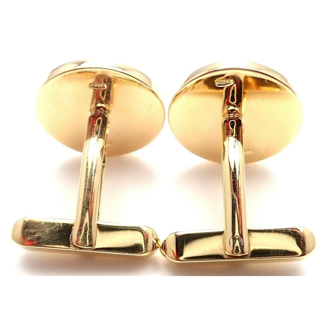 Bulgari Bvlgari Bulgari 18k Yellow Gold Black Onyx Cufflinks, Pair For Sale - Image 4 of 9