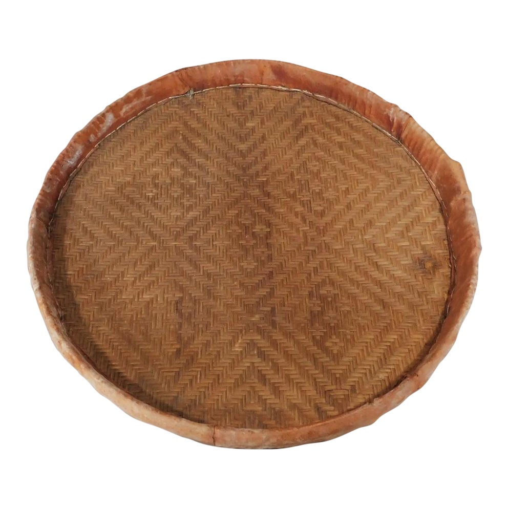 Vintage 20th Century Thai Wicker Rice Rattan Cane Basket Tray Winnowing ...