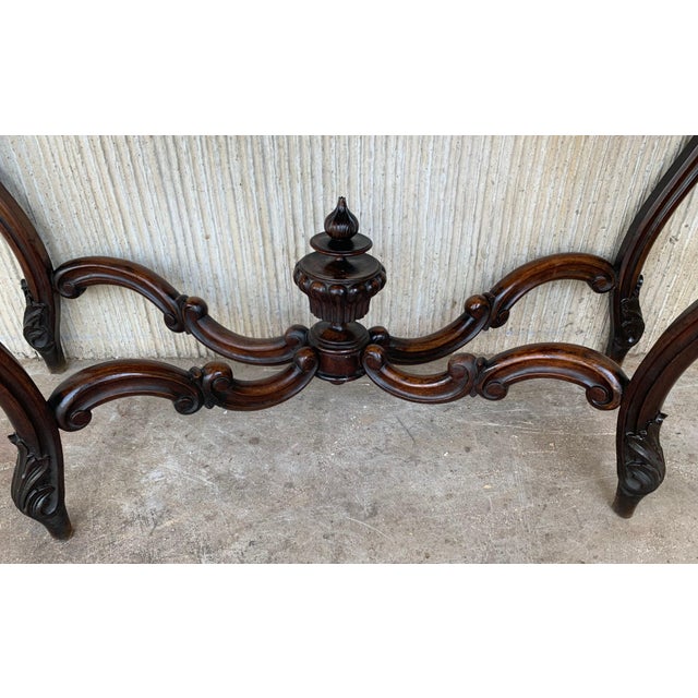 19th French Regency Carved Walnut Console Table with Drawer & Marble Top For Sale - Image 13 of 18