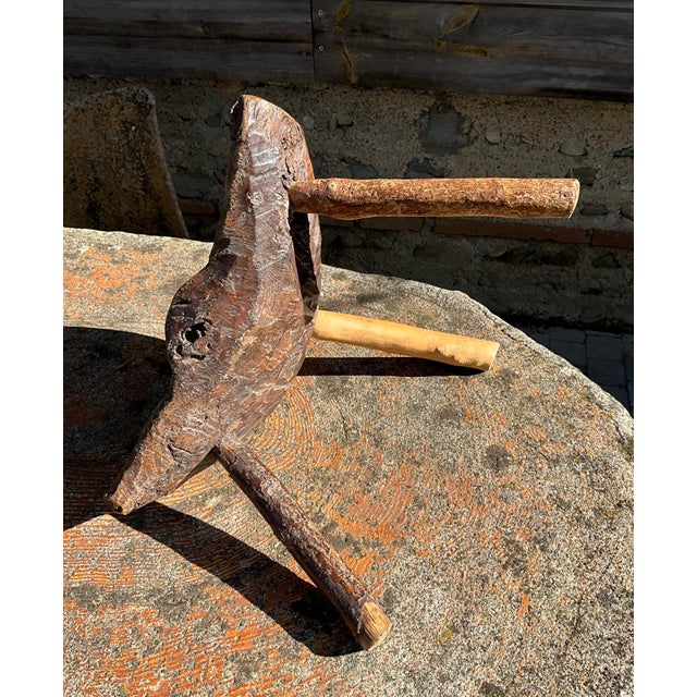 Brown Wabi-Sabi Primitive Sculptural Hand-Carved Wooden Stools, 20th Century, Set of 2 For Sale - Image 8 of 9