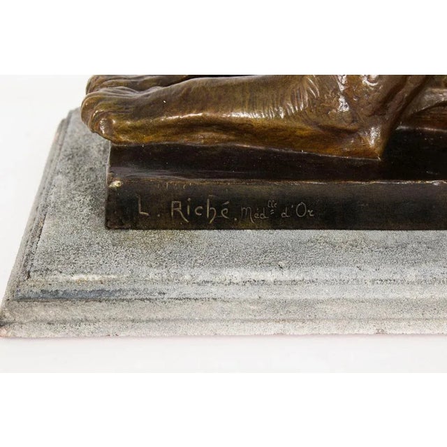 Louis Riche, Antique Sculpture of Lioness, Early 20th Century, Bronze For Sale - Image 9 of 12