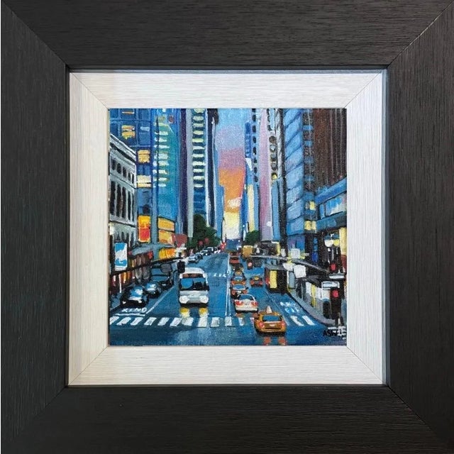 Angela Wakefield, Miniature Painting of New York City Street Scene by British Cityscape Artist, 2024 For Sale