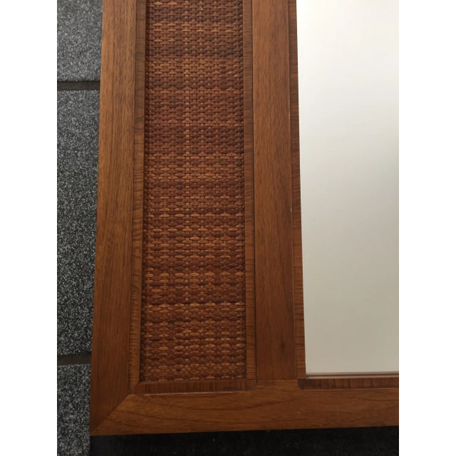 This handsome Mid-Century Modern walnut mirror with clean lines and finely woven cane is so versatile, it will look...