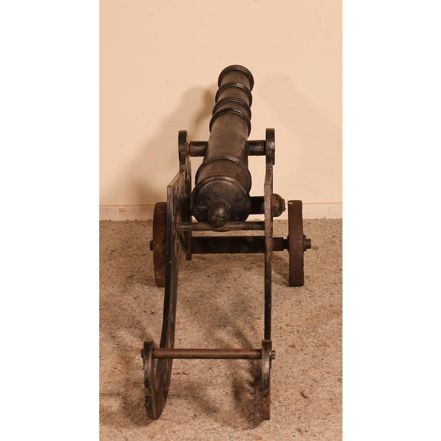 Black Late 19th Century Decorative English Cast Iron Cannon For Sale - Image 8 of 11