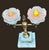 1950s Art Nouveau Style Double Arm Table Lamp With Frosted Floral Shaped Art Glass Shades For Sale - Image 11 of 15