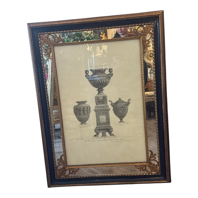 Early 20th Century Vintage Italian Architectural Print Framed With Wood and Mirror by G. Piranesi. For Sale