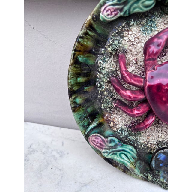 1940s Majolica Palissy Portuguese Crab Wall Platter, Circa 1940 For Sale - Image 5 of 7
