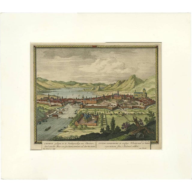 Pieter Schenk the Elder, Geneva, Switzerland, 1702, Hand-Coloured Print For Sale