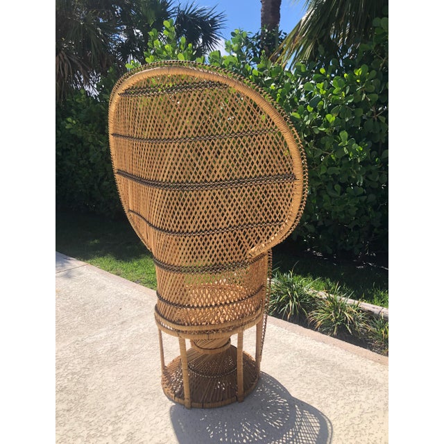 1970s Vintage Mid-Century Woven Rattan Peacock Chair For Sale - Image 9 of 11