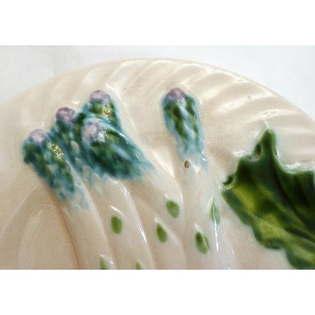Antique Asparagus Plates in Salins Earthenware, 1890s, Set of 8 For Sale - Image 12 of 16