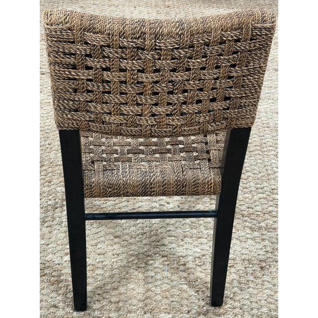 4 Palecek Blackened Pananawood & Woven Seagrass Dining Chairs, Late 20th Century For Sale - Image 9 of 17