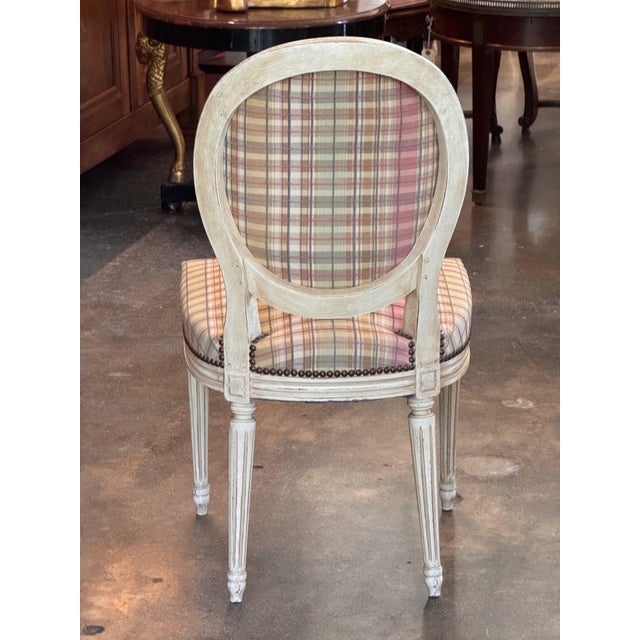 Set of Six Vintage French Painted Dining Chairs For Sale - Image 10 of 10