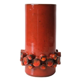 Ceralux Ceramic Vase in Red by Hans Welling for Ceramano, 1960s For Sale