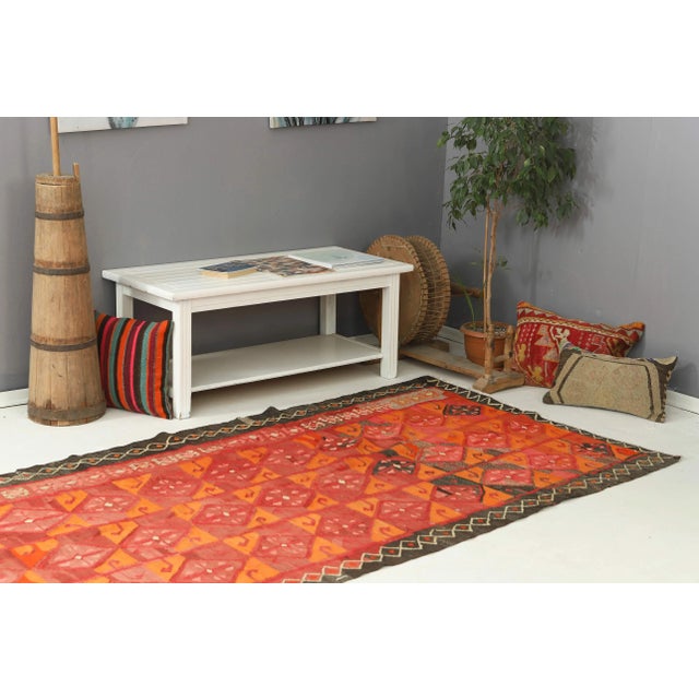 Mid 20th Century Decorative Vintage Kars Kilim Rug For Sale In Los Angeles - Image 6 of 7