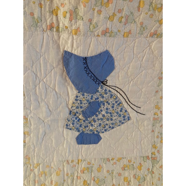 Textile 1920 American Quilt Cotton. Adorable Colors and Design. A Great Piece of Americana and American History. For Sale - Image 7 of 12