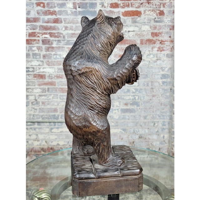 Vintage Black Forest Figurine - Carved Standing Bear For Sale - Image 10 of 12