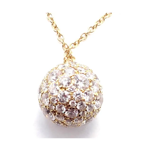 Tiffany & Co. Hardware Diamond Ball Yellow Gold Pendant Necklace For Sale In Philadelphia - Image 6 of 12