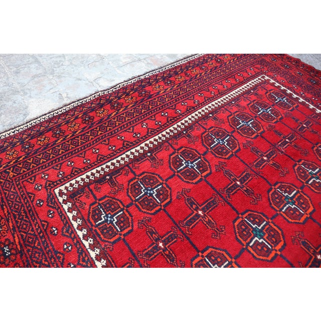 Hand Knotted Afghan Belouch Rug For Sale - Image 4 of 6