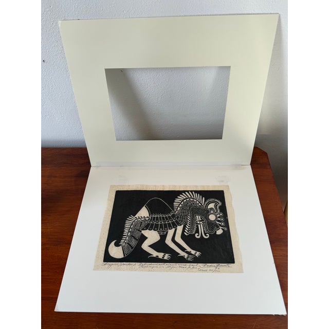 Signed 1970s Pedro Puerta "Dragon Number 1" 22/100 Wood Block Print For Sale - Image 10 of 12