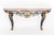 Louis XV Style Marble Top Gilt and Ebonized Iron Console Table. 37.5" H x 81.25" W x 18.75" D. Provenance: From an Upper...