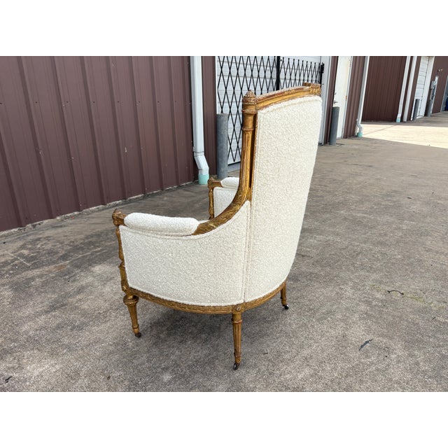 19th Century French Louis XVI Style Giltwood Bergere For Sale - Image 18 of 18