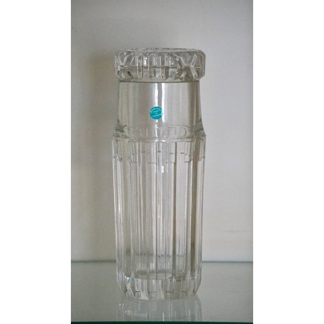 TIFFANY & Co ATLAS Crystal Bedside Water Decanter Carafe w/Insert Tumbler Lid, Height 9 5/8 inches