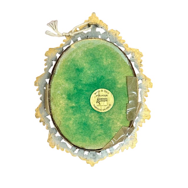 Italian Vintage Italian Ornate Florentine Oval Picture Frame With Needlepoint Floral Insert For Sale - Image 3 of 3